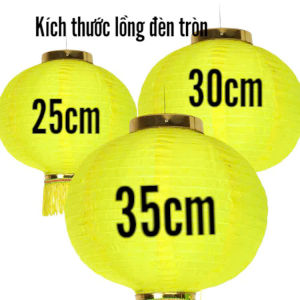 Lồng Đèn Tròn Vải Lụa Có Tua Rua Màu Đỏ/ Vàng Sang Trọng Nổi Bật Trang Trí Tết - Lễ Hội Ngoài Trời