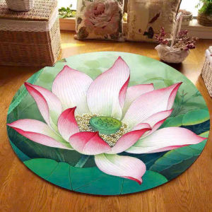 Thảm Trải Sàn Hoa Sen Trang Trí Không Gian Phòng Thờ Ngồi Thiền Phòng Trà Phòng Khách Đường Kính 120 cm