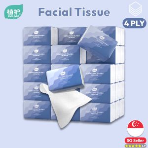 12pcs 4-PLY Facial Tissue | Flexible in Water Skin-friendly | Virgin Wood Pulp Thick Soft Fluffy 90 Sheets/Pack