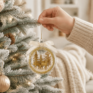 IVYAN Christmas Tree Christmas Ball Ornament Transparent Reindeer Clear Christmas Pendant Vintage Exquisite Globe Decor Xmas Tree