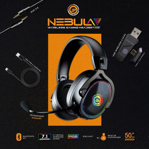 Neolution E-Sport Gaming Headset Nebula Wireless หูฟังเกมมิ่ง หูฟังไร้สาย มีไมโครโฟน มีไฟ RGB  7.1 Dual mic BT+ 2.4GHz