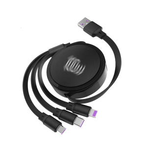 3 In 1 Stretchable 100W Fast Charging Cord With Type C 8Pin USB Port Compact Design Suitable For Travel Gaming Consoles