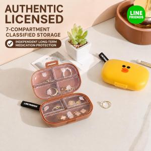 LINE FRIENDS Brown Pill Organizer 7 Compartments Moisture-proof PP Daily Case LFB186