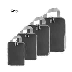 Compression Travel Packing Cubes 4pc Waterproof Luggage Organiser Bag Space Saving Organizer