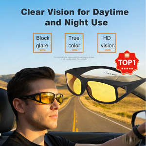 Night Vision Polarized Driving Sunglasses For Men/Anti-Glare Windproof/Sandproof Nano Coated/Night Outdoor Use/Safety