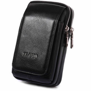 YIANG Brand Genuine Leather Man Small Clutch Bags Buisness Belt Bag Men Waterproof Mobile Phone Pouch Case Money Purse Pouch Waist Fanny Packs Belt Bum Hip Bags belt bags phone belt wallet for men cow leather pouch cell phone waist bag