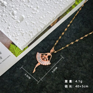 Kalung Titanium Belerina Cantik Rosegold Premium Elegan Fashion Korea Anti Karat Terbaru