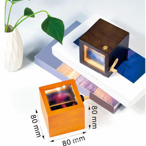 【FREEHOUSEMALL】 Creative Decorative Square Wooden Rotating Hand-Cranked Photography For Displaying Favorite Photos Selling