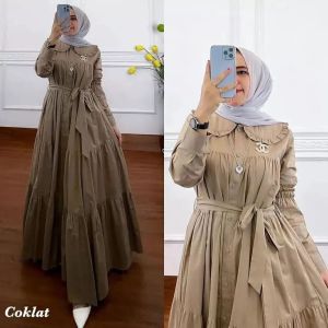 Pabrik Baju KINANTI DRESS HS Bahan KATUN RAYON BUSUI Gamis 2022 Terbaru Modern Gamis Bahan Adem Lebaran Dress Muslim Wanita Kondangan