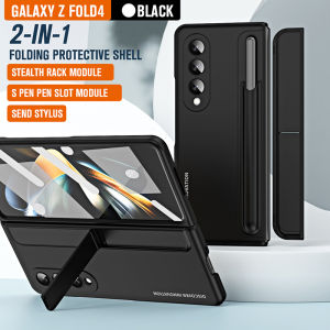 【Detachable Pen Slot & Bracket】KISSCASE For Samsung Z Fold5 Case With Pen Multi-Functional 2-in-1 Invisible Holder Stand Removable Pen Slot Full Cover Screen Tempered Glass Protective Film Anti-fall Protective Shell For Galaxy Zfold5 Fold4 5G