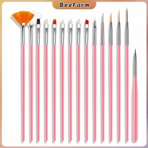 B.F. Professional Nail Art Design Painting Set 15 pcs Acrylic Oil Watercolors Artist Paint Brushes