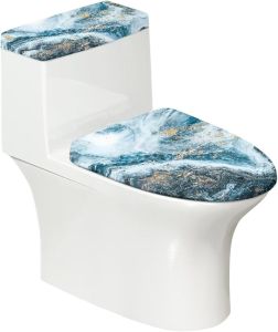 Marble Toilet Lid Cover and Toilet Tank Cover Polyester Fabric Toilet Lid Cover and Toilet Tank Cover Polyester Fabric Suitable for Public Bathrooms Long-Term Travel Boarding
