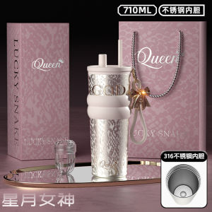 New high-end stylish straw-equipped insulated water bottle a luxurious and elegant gift for women perfect for corporate events featuring a ceramic inner lining