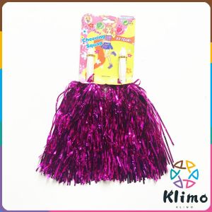 KLIMO Cheerleader Metallic Foil PomPoms with Handle for Sports Cheers Ball Dance Fancy Dress NightParty