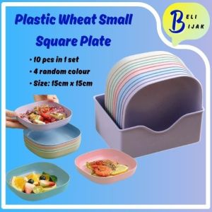 10in1 Set Wheat Straw Tableware Spit Bone Dish Household Plastic Dish Nordic Sauce Dish Small Square Plate