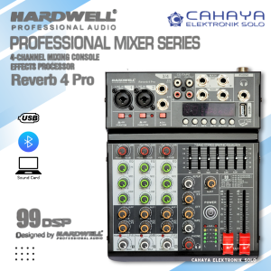 Mixer Audio 4 Channel Hardwell Reverb 4 Pro Mic Audio Reverb-4 Pro Reverb4pro Original