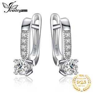 JewelryPalace 925 Sterling Silver Clip Earrings for Women Fashion Cubic Zirconia Simulated Diamond Wedding Bridal Huggie Earring