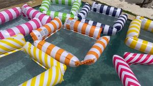 (SHIP IN 24HOURS) Inflatable 4-Tube Floating Hammock Swimming Pools Seats Floating Lounge Chair