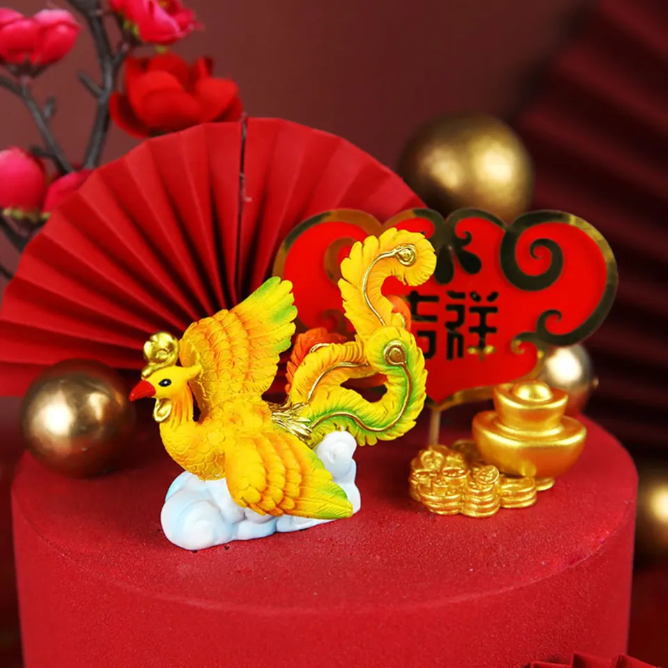 2024 New Year Baked Cake Decoration Cute Glowing Dragon Ornament Acrylic  Happy New Year Candied Haws