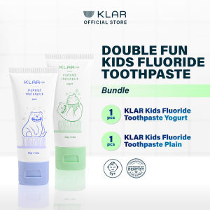 KLAR Double Fun Bundle - Kids Fluoride Toothpaste 2pcs - Pasta Gigi Premium Bayi & Anak Untuk Sikat Gigi Merawat Enamel Gigi & Mencegah Gigi Berlubang [50gr]