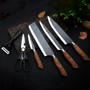 ODOROKU 6 Pieces Professional Kitchen Knives Set With Giftbox Stainless Steel Forged Kitchen Knife Set Sharp Chef Knife Set For Chef Cooking Paring Cutting Slicing