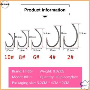 Follow Get More【Metonna】 Hirisi 50pcs Boxed Teflon Hooks Barbed Multi-Type Hooks Carp Hooks Fishing Tackle