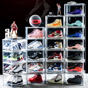 Premium Ultimate Big Capacity Full Acrylic Stackable Magnetic Side Open Display Sneakers Shoes Boxes Sneaker Storage Shoe Rack [2021 NEW]