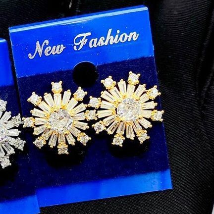 Bông tai nữ vàng bạc hoa bông tuyết đính đá thời trang Hàn Quốc ...