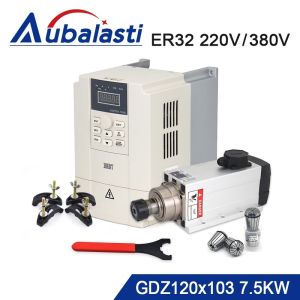Cornerr Aubalasti 7.5KW CNC Air Cooled Spindle Motor Kits 220V 380V 17A ER32 18000RPM 7.5kw Inverter For CNC Milling Router Machine 3H4K8