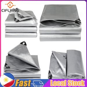 Silver Waterproof Tarps with Grommets and Reinforced Edges for Car Roof Camping Heavy-Duty Outdoor Cover