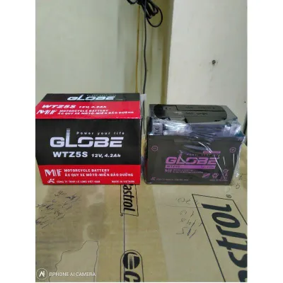 Ắc quy Khô Globe WTZ5S 12V 4.2AH cho Wave S RS RSX RSV Airblade Future Neo Exciter Luvias Lexam Acquy xemáy Honda 42 a