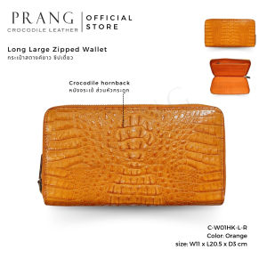 Prang Crocodile Leather Long Zipped Wallet กระเป๋าสตางค์ ซิปเดี่ยว หนังจระเข้ C-W01HK-L-R