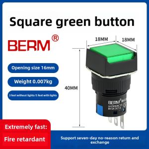 LA16 Push Button Switch with Light Self-Reset Self-Lock Square Rectangular Round Start Power 12 24 220V