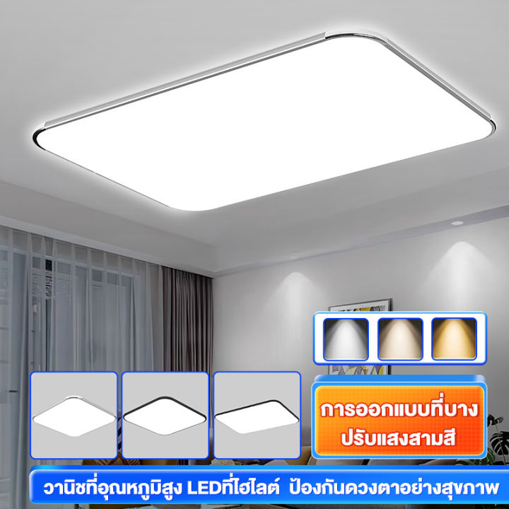 ไฟเพดานบ้าน โคมไฟเพดาน ไฟ LED หรี่แสงได้ พร้อมรีโมตคอนโทรล สไตล์ ...