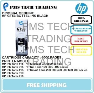 ORIGINAL HP INK BOTTEL GT53 GT53XL BLACK GT52 CYAN MAGENTA YELLOW INK TANK 100 115 300 315 400 415 319 419 GT5800 SERIES