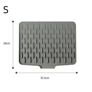Silicone Dish Drying Mat for Kitchen Counterwith Built-in Drain Non-Slip Heat Resistant