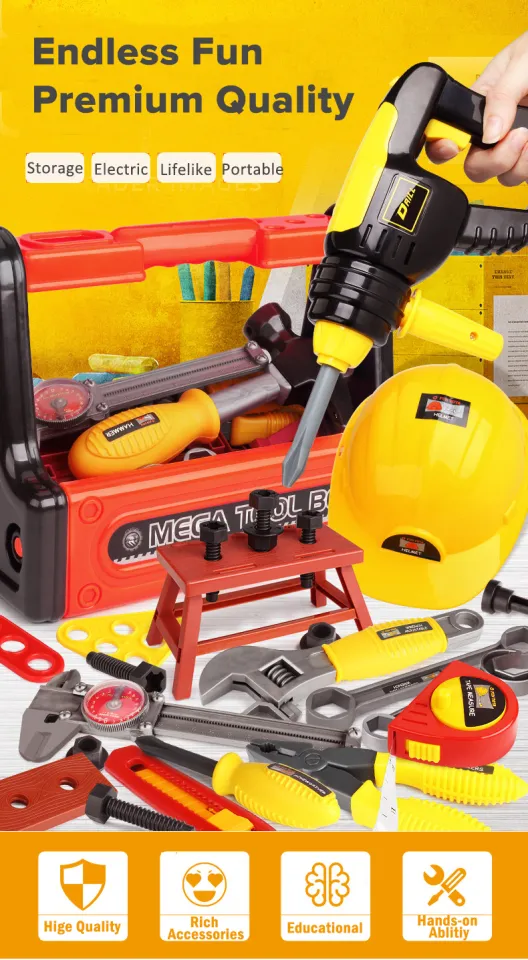 FLIPPED Kids Tools Set Pretend Play Construction Tools Toy with
