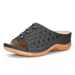 Free Shipping New Wedge-Heeled Thick-Soled Open-Toe Sandals For Women Featuring A Hollowed-Out Breathable Design And Available In Plus Sizes