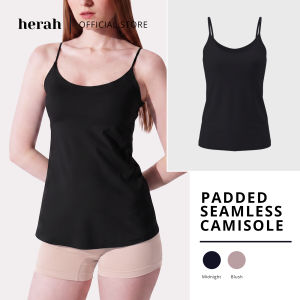 Herah Seamless Camisole with Built-In Bra Padded Top Chest Pad Adjustable Straps Plus Size Women
