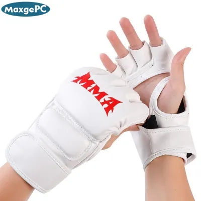 MaxgePC ถุงมือชกมวยครึ่งนิ้วหนาสำหรับผู้ใหญ่กระสอบทรายถุงมือต่อสู้ต่อสู้