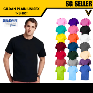 [SG SELLER] Gildan Cotton Unisex Plain T-Shirt Round Neck Ultra Cotton Premium Short Sleeves Fashion Adult Crew Neck