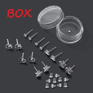 1Box 7 Mix Styles Hypoallergenic Cute Stud Earrings Pins Needle Resin Clear Ear Floral Heart Ear Jewelry