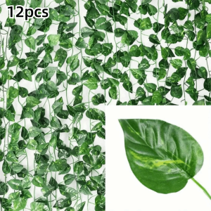 WENKEN 22 mét Dây hoa giả 12 cái Màu xanh lá cây Cây leo giả Treo Sử dụng ngoài trời Đồ trang trí dây leo Trang trí sân vườn