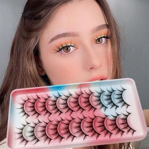 ZYJC 10 Pairs Spiky Natural Fairy Clusters Fake Eyelashes Dramatic Anime Lashes Manga Lashes Mink Lashes Cosplay Lashes