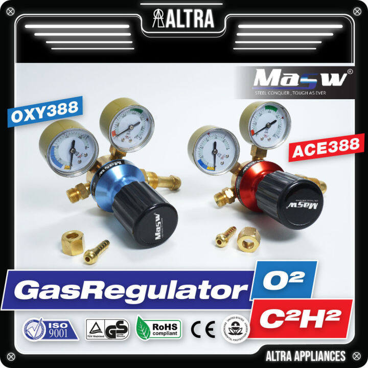 MASW OXYGEN (o2) & ACETYLENE (c2h2) Gas Regulator / Flowmeter Regulator ...