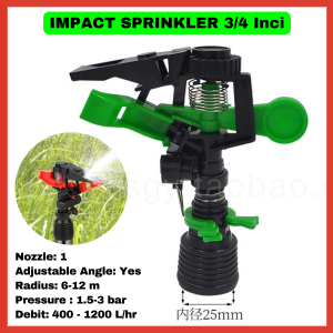 Impact Sprinkler 3/4 Inci Female alat siram tanaman sprinkler pertanian irigasi sistem kincir air