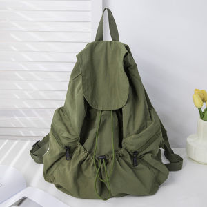SG Gadget® Simple Nylon Backpack Woman Pleated Drawstring Large Capacity Bag Pack Casual Light Puffy School Bag