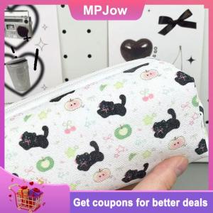 【MPJow】 Cute Cat Print Pencil Case Bag Pouch Teach Gift Gadget Bag Storage Makeup Bag Stationary Bag
