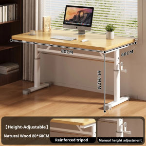 Computer Table Adjustable Height Manual Lift Desk Thickened Board Ergonomic Standing Workstation for Laptop Desktop Home Office Study Gaming Student Stable Durable Easy to Assemble Modern Design