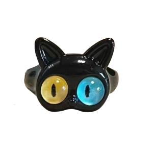 Funny Black Green White Cat Ring Big Eyes Sweet Cool Cartoon Cute Girlfriends Couple Open Ring Gift